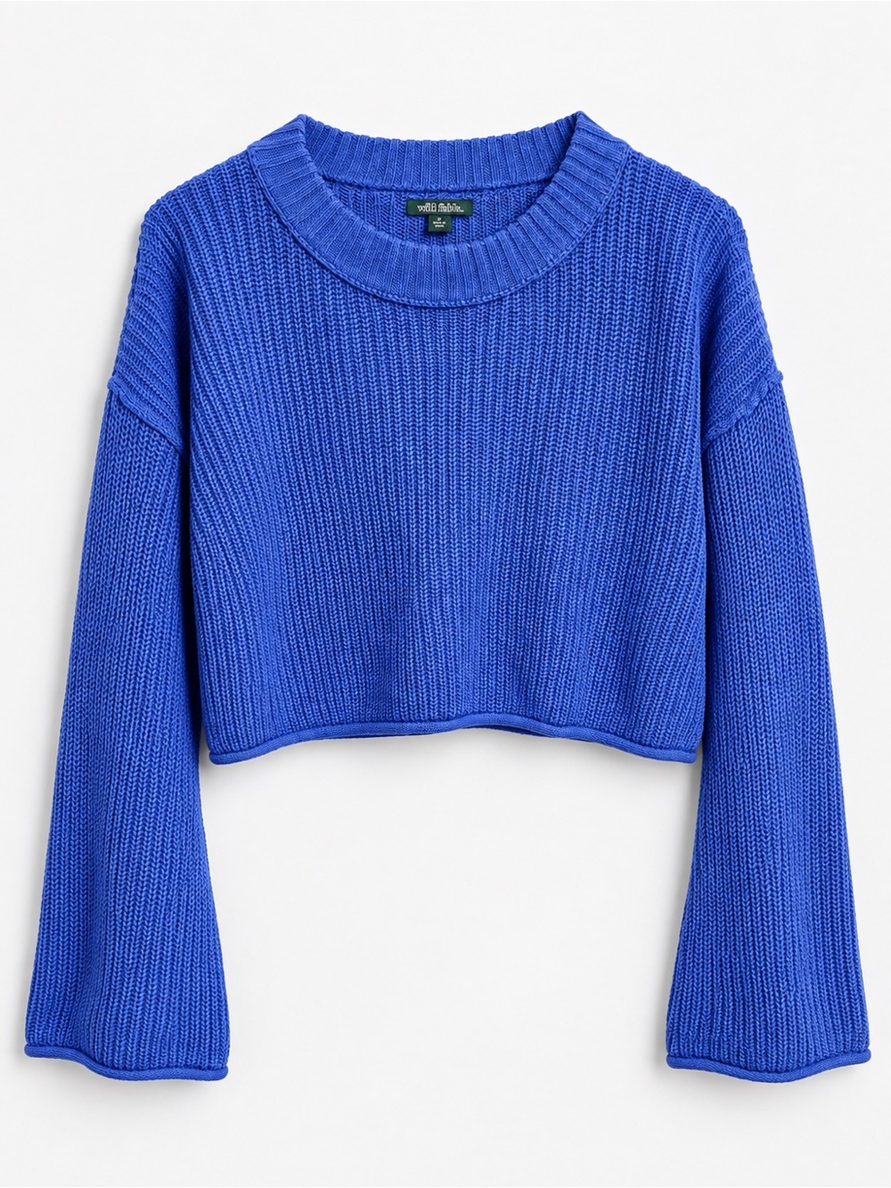 Wild Fable Cobalt Blue Cropped Knit Sweater Women’s M Bell Sleeve Y2K